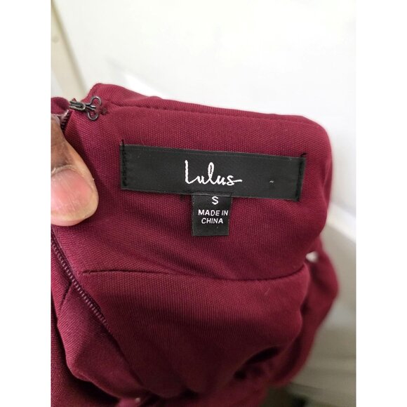 LULUS Elegant Burgundy Maxi Gown Bridesmaid Dress Deep V-Neck & Pleated Bodice S - Picture 9 of 10